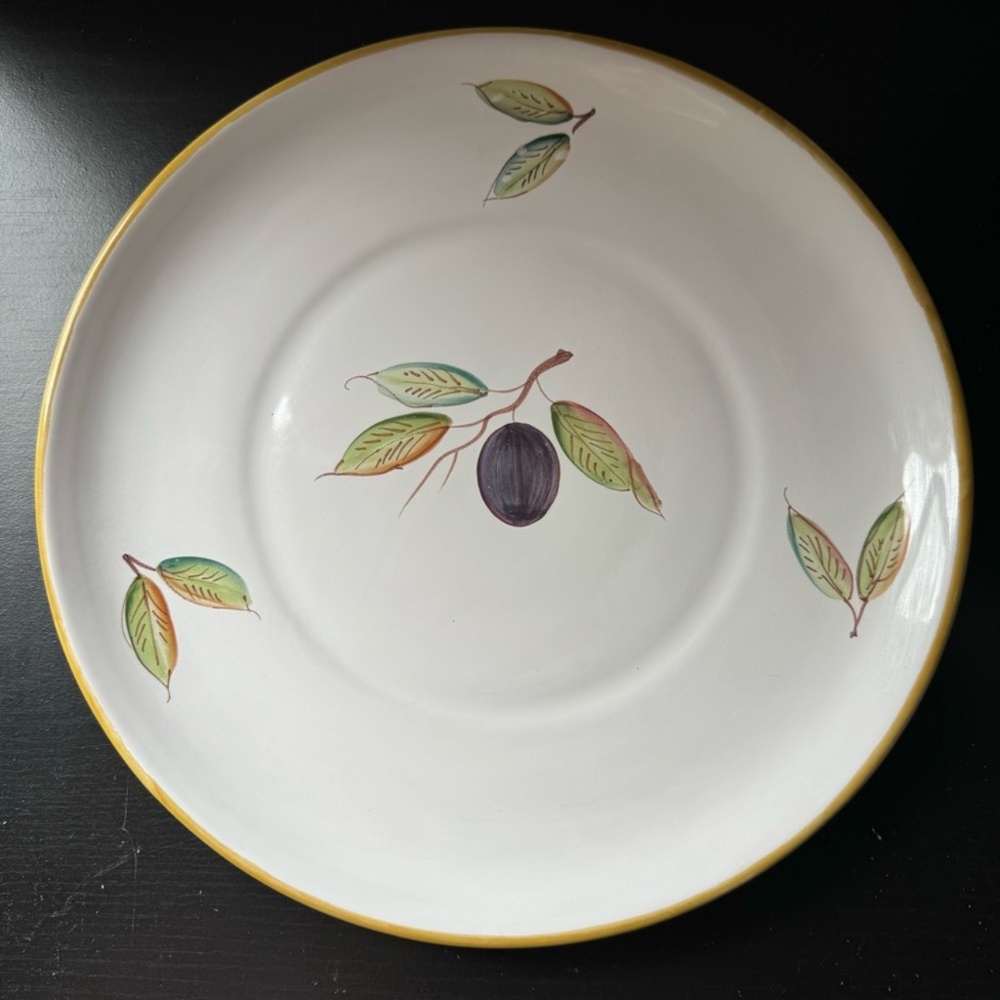 Fontana Siena Olive Branch Round Serving Platter 13.5” Unique Italy Plate